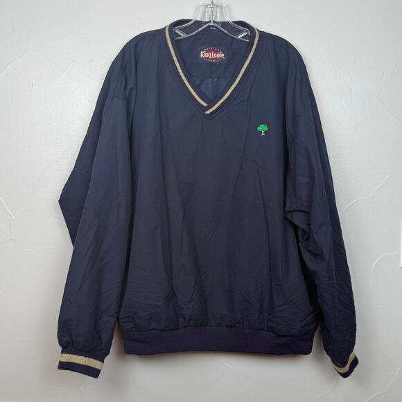 Vintage King Louie Windbreaker Pullover XL Navy Tree Logo 90s Outerwear - Picture 1 of 9